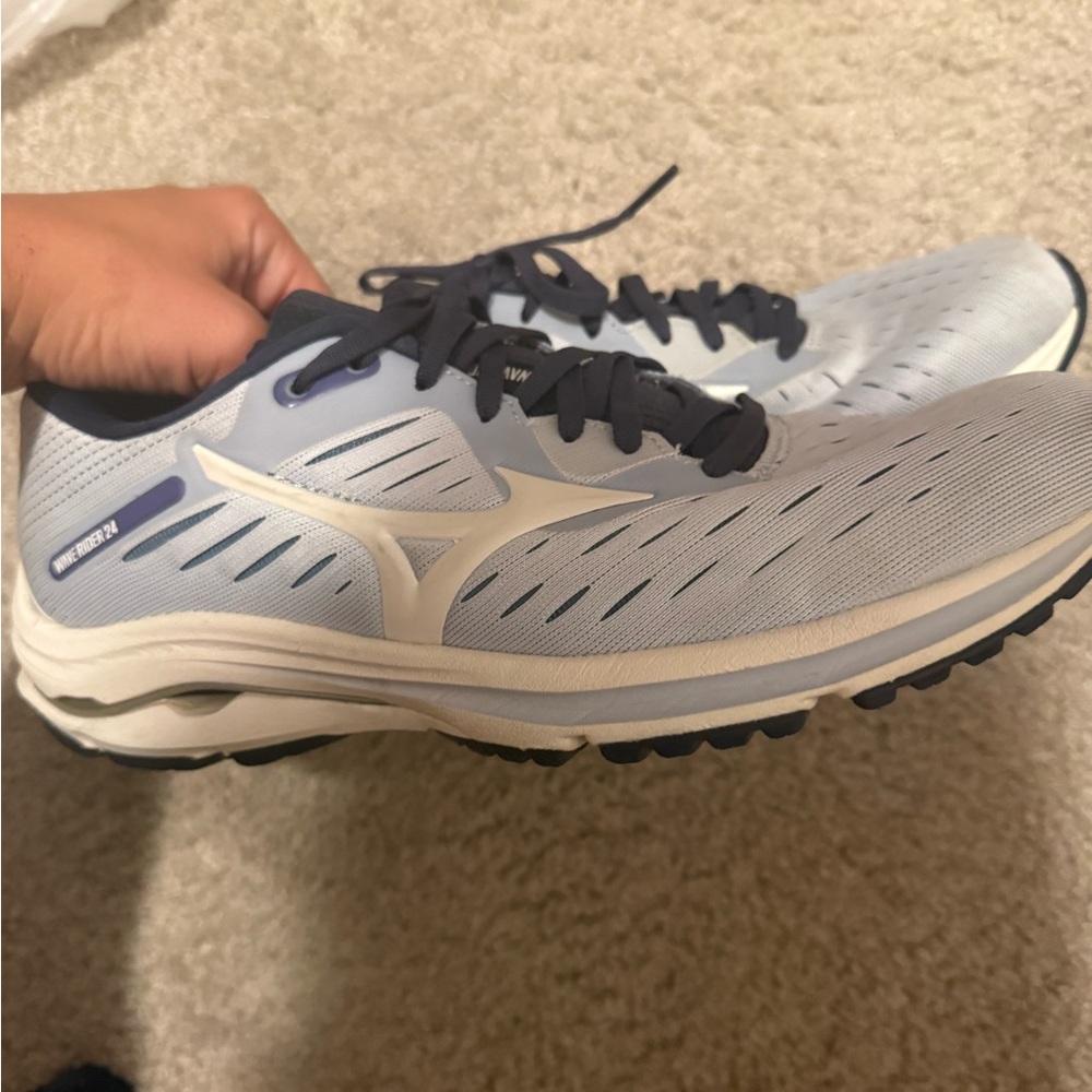 Mizuno Wave Rider Shoes in Light Blue and Navy